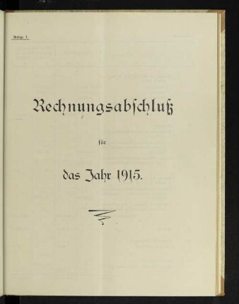 Rechnungsabschluß für das Jahr 1915.