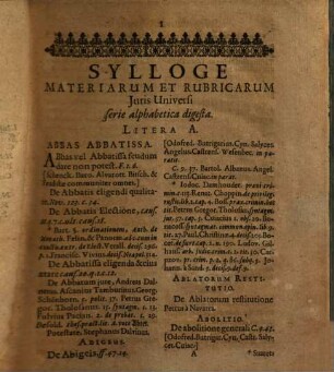 Loci Communes sive Materiarum Et Rubricarum Iuris Universi Sylloge : in usum tam theoricum, quam practicum Serie Alphabetica digesta