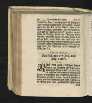 Caput XLVIII. Von Las- und Erb-Zins- auch Zins-Gütern.