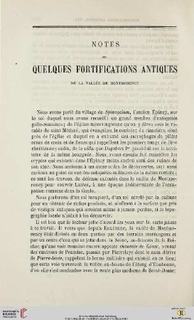 N.S. 6.1862: Notes sur quelques fortifications antiques de la vallée de Montmorency