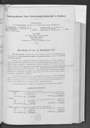 Jahresbericht für das 58. Geschäftsjahr 1912.