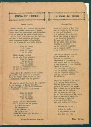 Rosa de fuego : Tango couplet