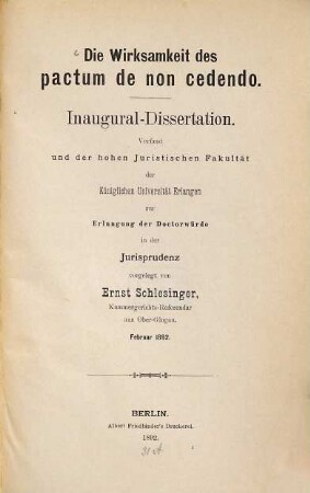 Die Wirksamkeit des pactum de non cedendo