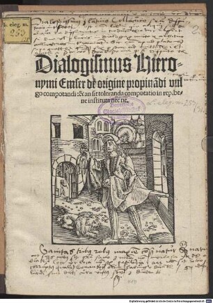 Dialogismus Hieronymi Emser de origine propinandi vulgo compotandi