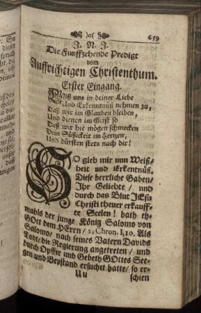 Die Funffzehende Predigt vom Auffrichtigen Christenthum.