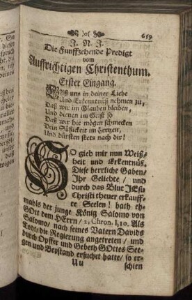 Die Funffzehende Predigt vom Auffrichtigen Christenthum.