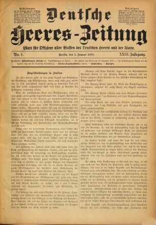 Deutsche Heeres-Zeitung : Organ für Offiziere aller Waffen d. dt. Heeres u. d. Marine. 23. 1898