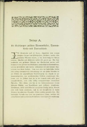 Beilage A. Die Beziehungen zwischen Thomaskloster, Thomaskirche und Thomasschule