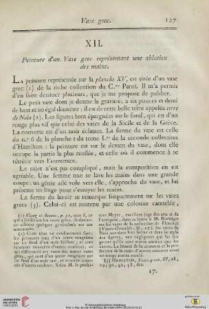 XII. Peinture d’un Vase grec représentant une ablution des mains