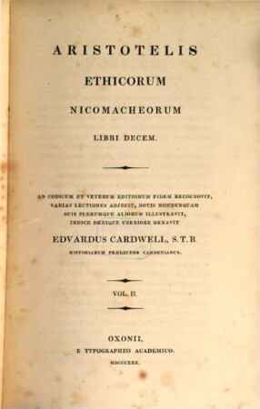 Aristotelis ethicorum Nicomacheorum libri decem, 2