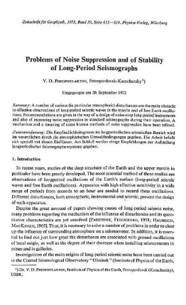Problems of noise suppression and of stability of long-period seismographs