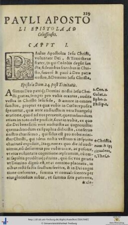 PAULI APOSTOLI EPISTOLA AD Colossenses