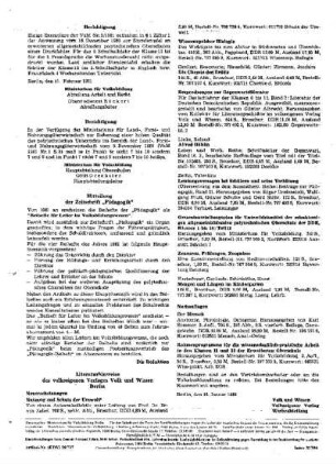 Mitteilung der Zeitschrift "Pädagogik"