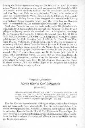 Vergessene Johanniter: Martin Hinrich Carl Lichtenstein