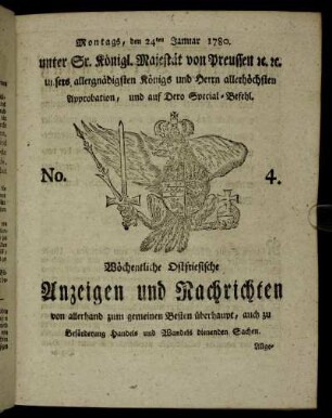 No. 4. Montags, den 24ten Januar 1780.