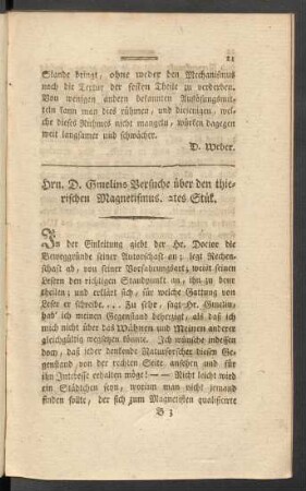 Hrn. D. Gmelins Versuche über den thierischen Magnetismus. 2tes Stük
