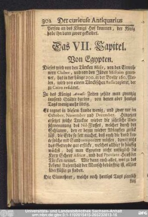 Das VII. Capitel. Von Egypten.