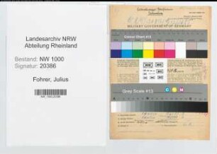 Entnazifizierung Julius Fohrer, geb. 06.01.1891 (Schuhhaendler)