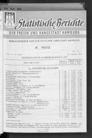 Einzelhandelspreise in Hamburg im Dezember 1961 : Lfd. Nr. 3