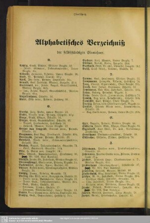Einwohnerverzeichnis : Alphabetisches Verzeichniß der selbstständigen Einwohner