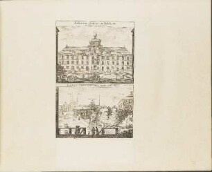 Kupferstich: Auditorium Gustavianum Upsaliense / Turris vel Fortalitium, Styr Biskop, Upsaliae constructum