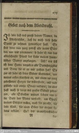 Gebet nach dem Abendmahl
