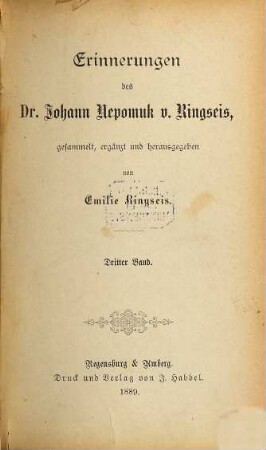 Erinnerungen des Dr. Johann Nepomuk v. Ringseis, 3