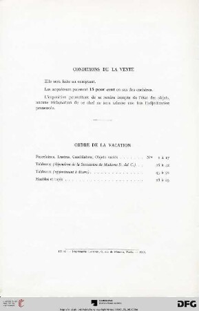 Ordre de la vacation