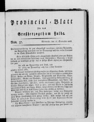 Num. 37, Ausgabe vom 16. September 1818