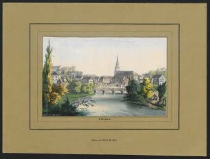 Tübingen. Ansicht von Südosten : Kolorierte Lithographie