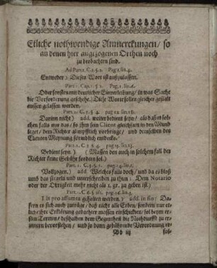 Etliche nothwendige Anmerkungen/ so an denen hier angezogenen Orthen noch zu beobachten sind.
