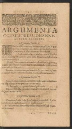 Argumenta Consiliorum, Johannis Koppen Senioris