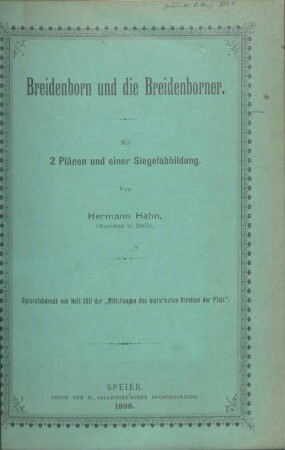 Breidenborn und die Breidenborner : mit 2 Plänen und einer Siegelabbildung