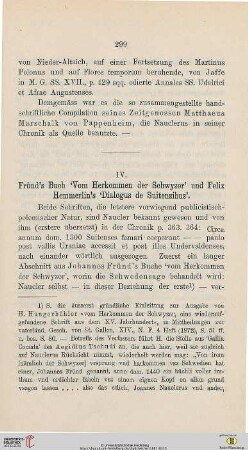 IV. Fründ´s Buch „Vom Herkommen der Schwyzer“ und Felix Hemmerlin´s“ Dialogus de Suitensibus“
