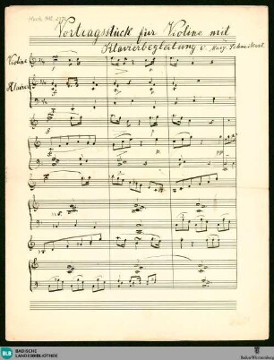Vortragsstück für Violine mit Klavierbegleitung - Mus. Hs. 1418,235a : vl, pf; C; KauS p.116