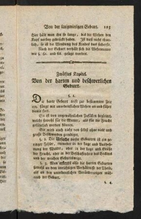 125-159, Zwölftes Kapitel. Von der harten und beschwerlichen Geburt.