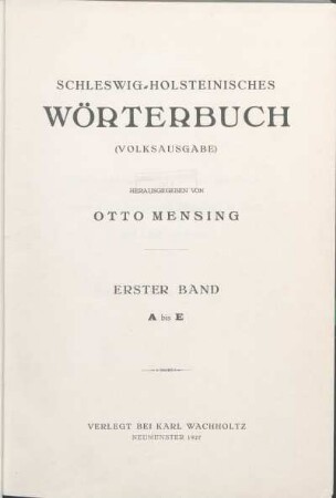 Erster Band: A bis E