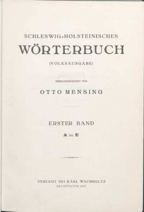 Erster Band: A bis E
