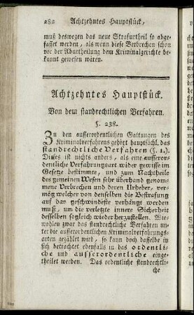 Achtzehntes Hauptstück. Von dem standrechtlichen Verfahren.