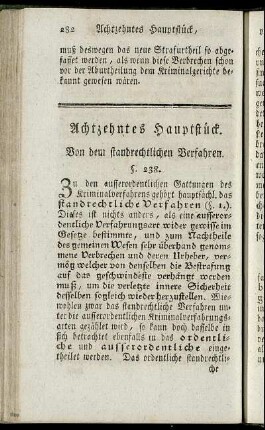 Achtzehntes Hauptstück. Von dem standrechtlichen Verfahren.
