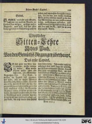 Achtes Buch. Von den Gemüths-Regungen überhaupt.
