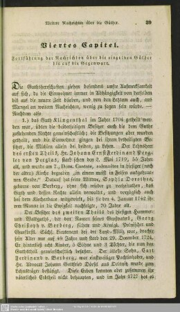 Viertes Capitel. Fortführung der Nachrichten über die einzelnen Güther bis auf die Gegenwart