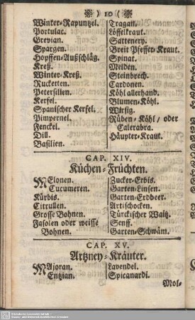 Cap. XV. Artzney-Kräuter