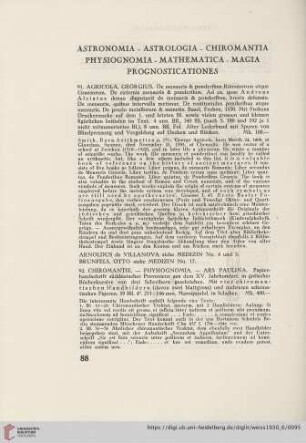 Astronomia, Astrologia, Chiromantia, Physiognomia, Mathematica, Magia, Prognosticationes (No. 91 - 110)