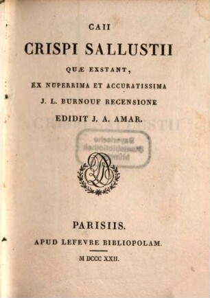 Caii Crispi Sallustii quae exstant