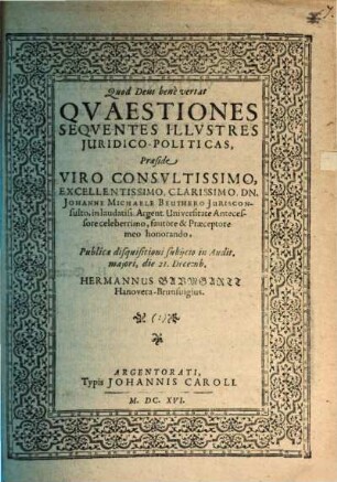 Quaestiones illustres iuridico-politicae