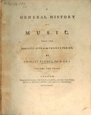 A General History Of Music : From The Earliest Ages to the Present Period, 3