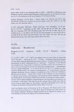 Aa 22a. Ambrosius, Homiliarium
