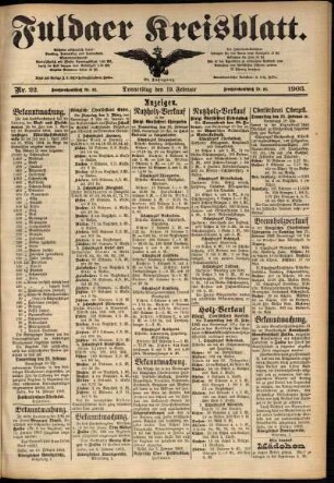 Zweite Ausgabe vom Donnerstag, den 19. Februar 1903.