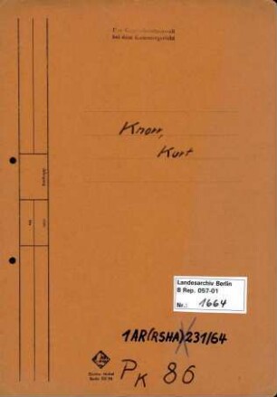 Personenheft Kurt Knorr (*10.02.1908), SS-Obersturmführer